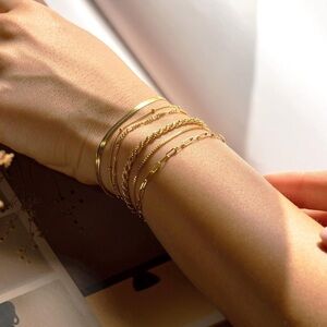 Gold Bracelets for Women 14K Real Gold Plated Jewelry Sets Stack Trendy Dainty